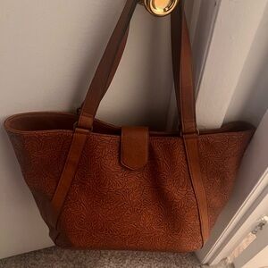 The Pioneer Woman Floral Embossed Brown Tote